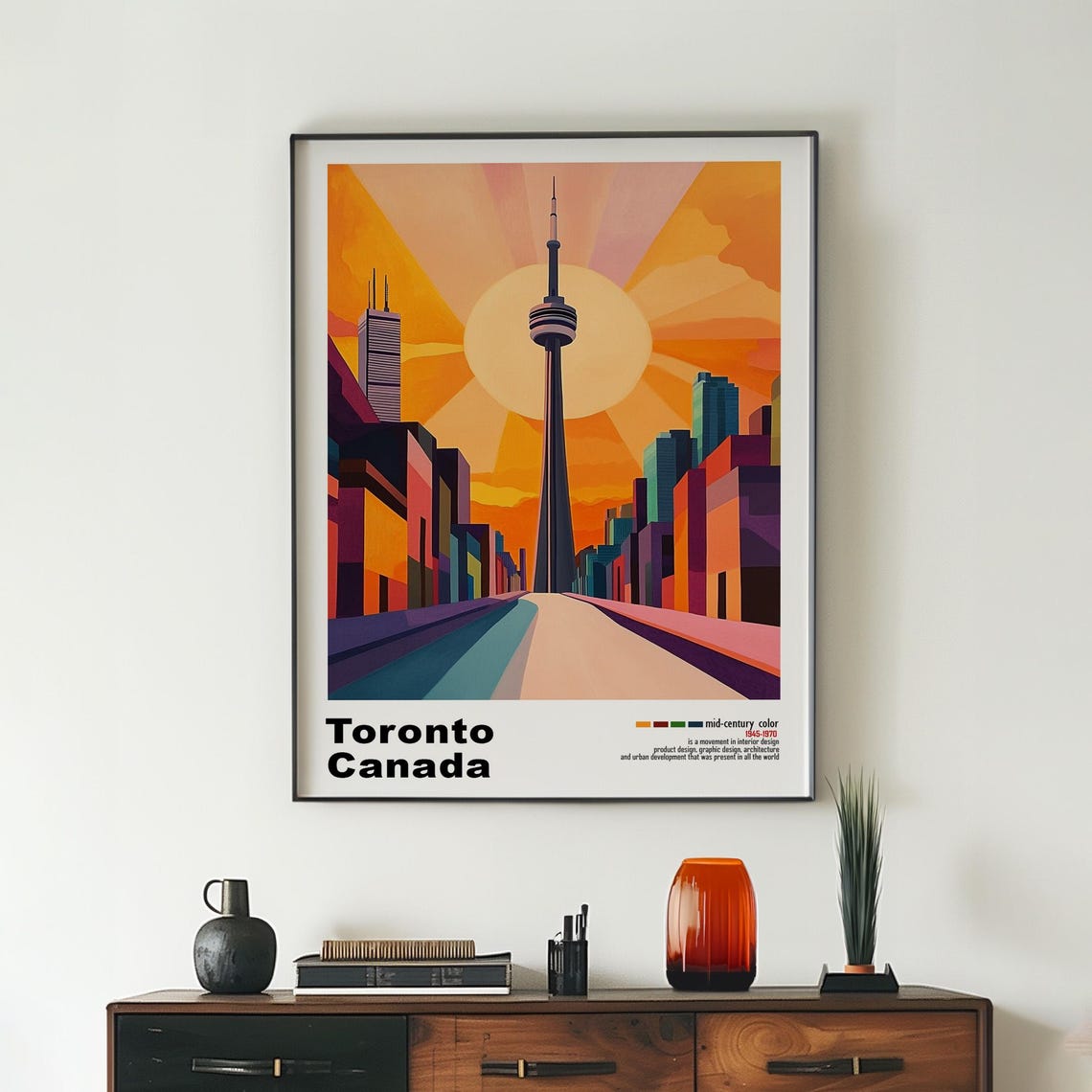 Toronto Canada CN Tower Sunrise Street Sunburst Orange Sky Poster - Image 2