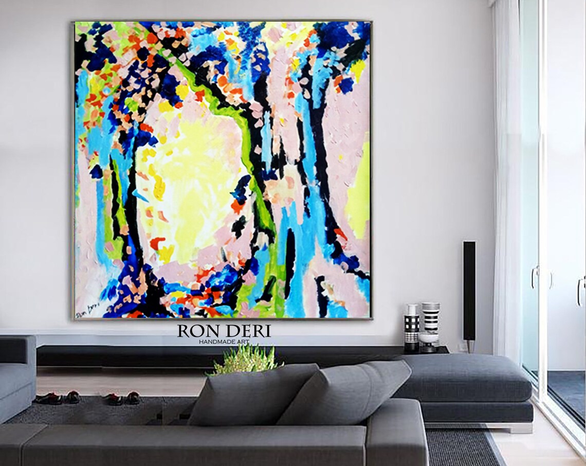 Rainbow Forest Large Abstract Acrylic Painting Wall Art Abstract Large Paintings Oversize Art Painting Tree On Acrylic Art - Image 3