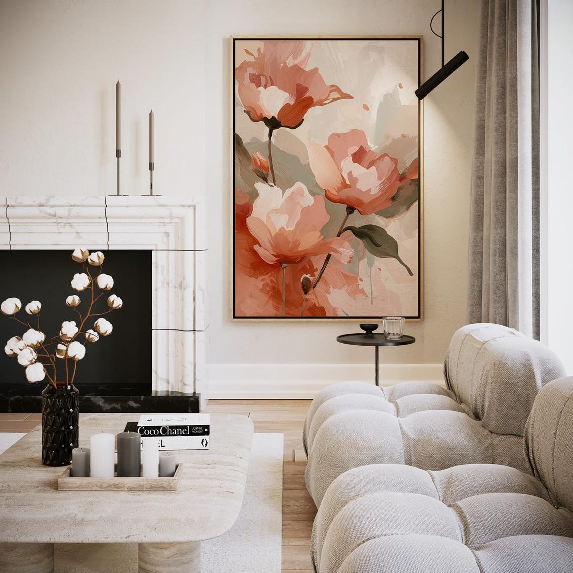 Soft Blush Coral Peony Blossoms Pastel Floral Painting Poster
