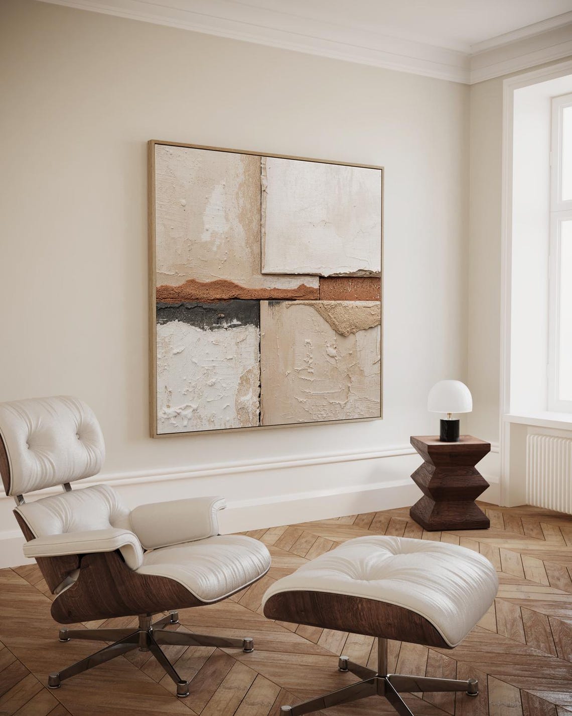 Beige Terracotta Abstract Blocks Textured Minimalist Modern Wall Art