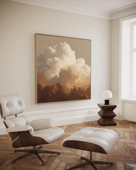 Airy Clouds In Warm Beige And Light Brown With Diffuse Lighting Artwork Wall Art