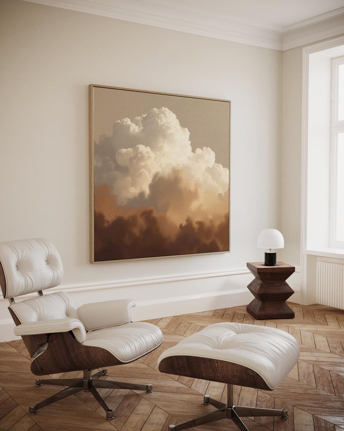 Warm Beige Cloud Mass Soft Diffuse Light Minimalist Wall Art