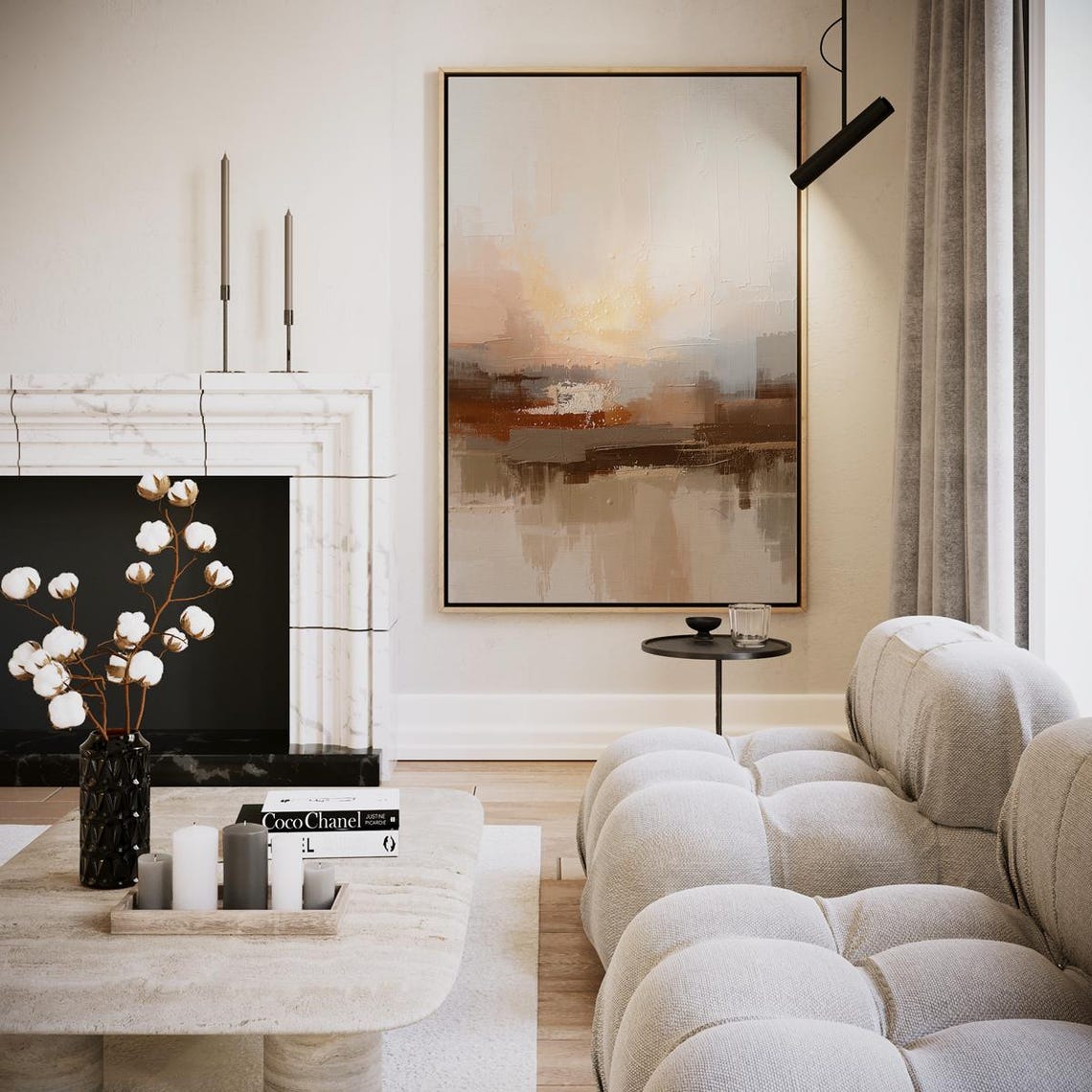 Bright Dawn Soft Beige Abstract Sunrise Minimalist Art Poster