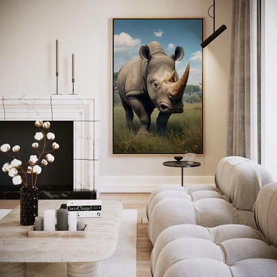 Majestic Rhino In The Savannah Artwork Wall Art