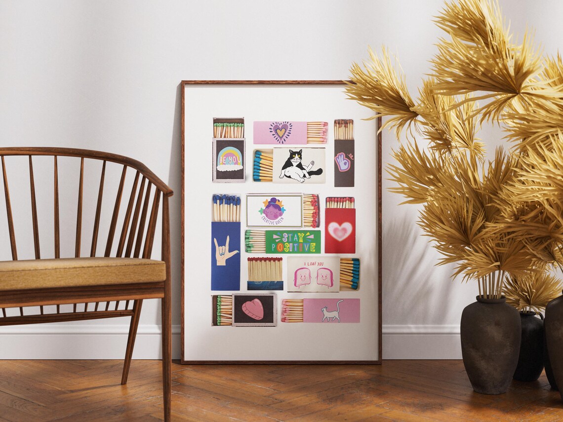 Positive Affirmations Matchbox Collection Retro Colorful Wall Art Print - Image 2