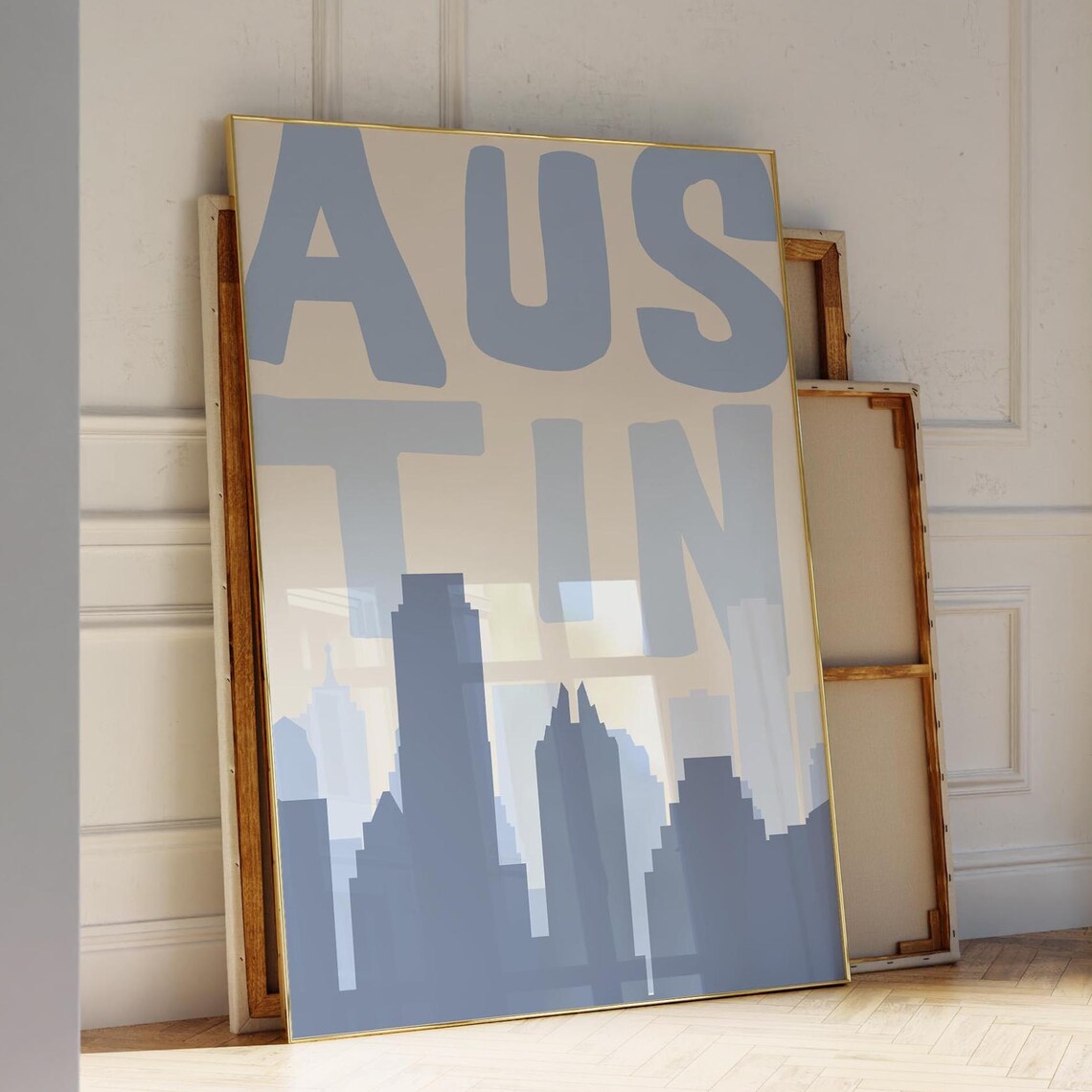 Austin Texas Retro Skyline Wall Art Print