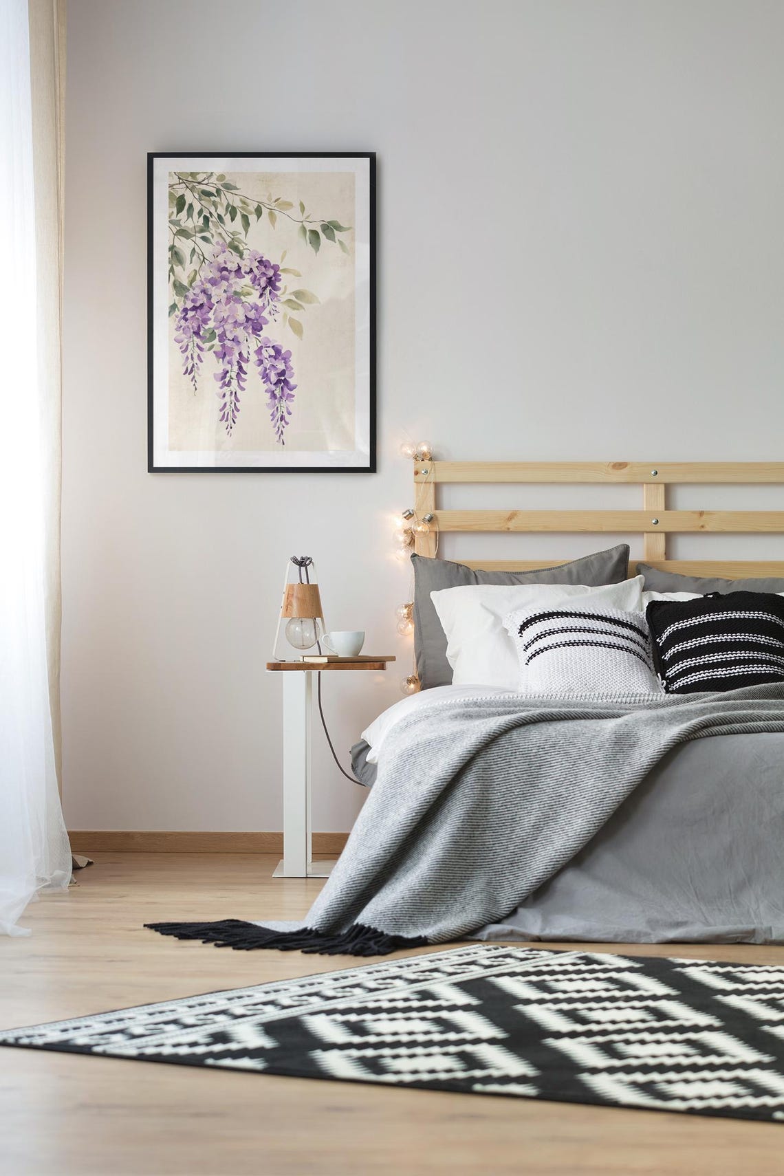 Lavender Wisteria Blossom Cluster Watercolor Romantic Art Poster - Image 4