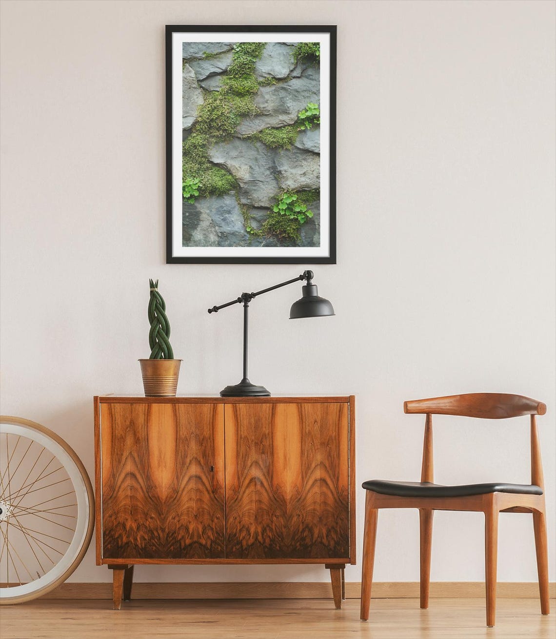 Moss Covered Gray Rock Texture Nature Photography Zen Poster - Image 2