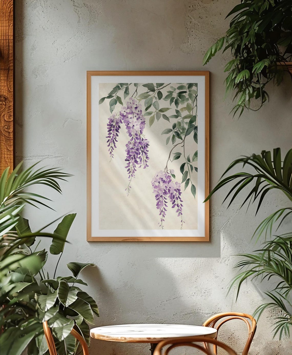 Purple Wisteria Branches Cascading Watercolor Botanical Art Poster
