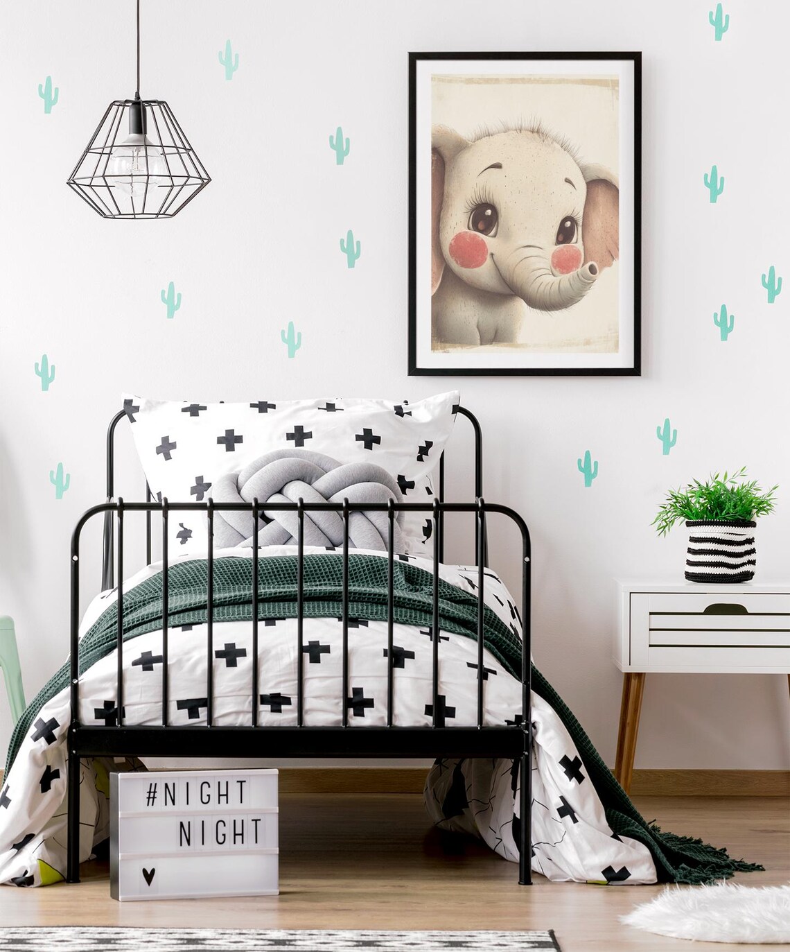 Cute Baby Elephant Nursery Animal Illustration Kids Room Poster - Image 3