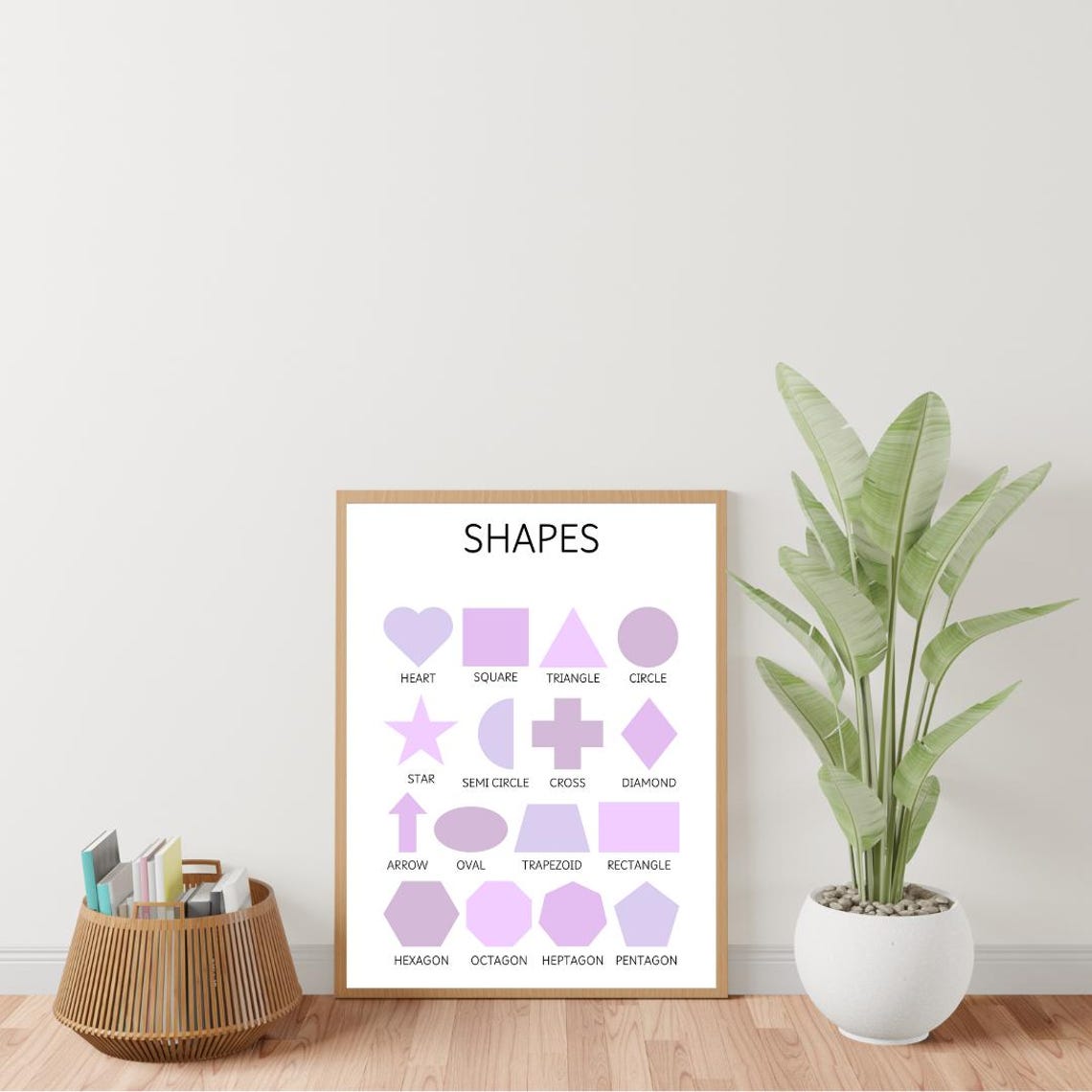Purple Shapes Educational Chart Kids Geometry Learning Poster - Image 3