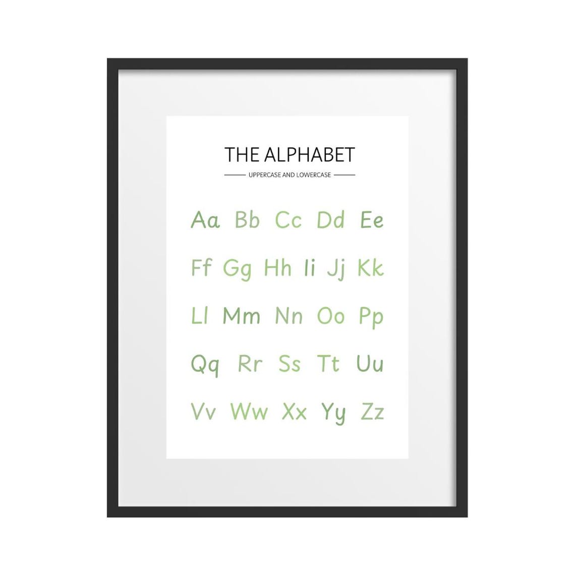 Green Uppercase and Lowercase Alphabet Letters Nursery Poster - Image 2