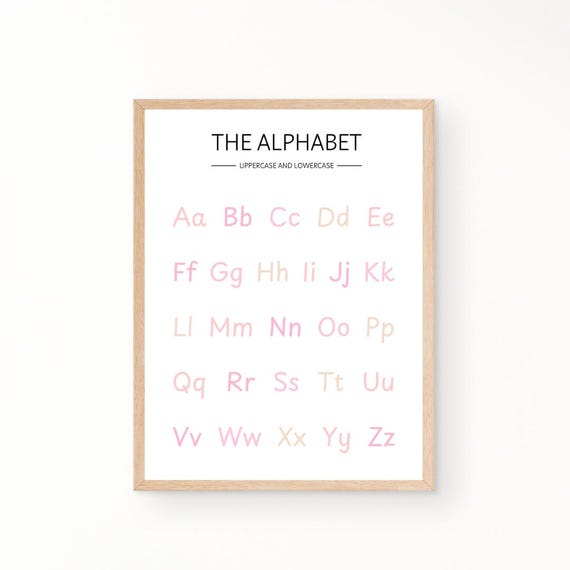 Pink Alphabet Education Print Uppercase Lowercase Alphabet Print Homeschool Print Classroom Print Playroom Print Montessori Print