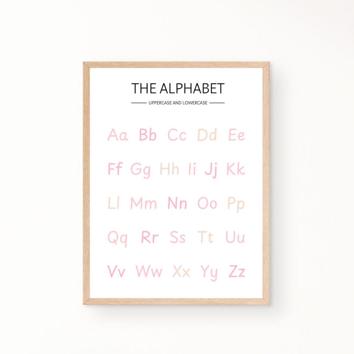 Pink Alphabet Uppercase Lowercase Letters Playful Nursery Room Poster