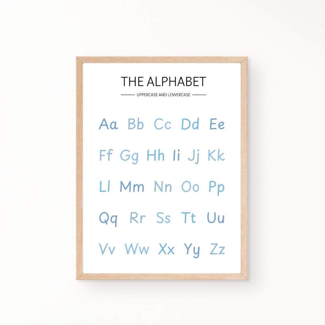 Blue Alphabet Uppercase and Lowercase Poster for Kids Classroom Decor