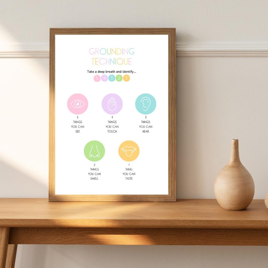 Grounding Technique Five Senses Exercise Calm Corner Therapy Poster - Image 3