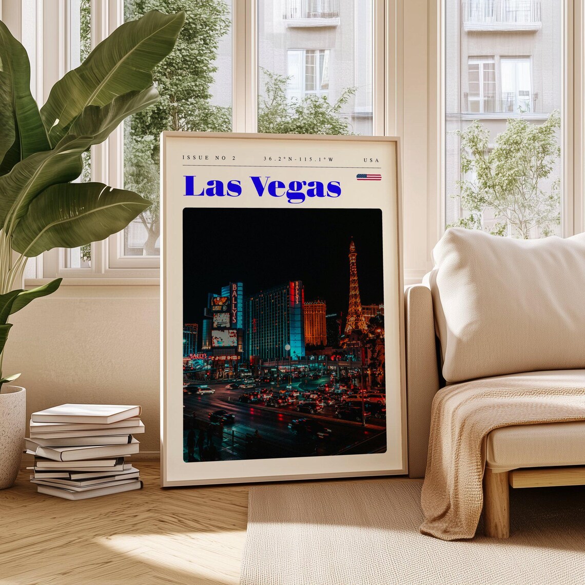 Las Vegas Strip Neon Lights Night Skyline Travel Poster Decor