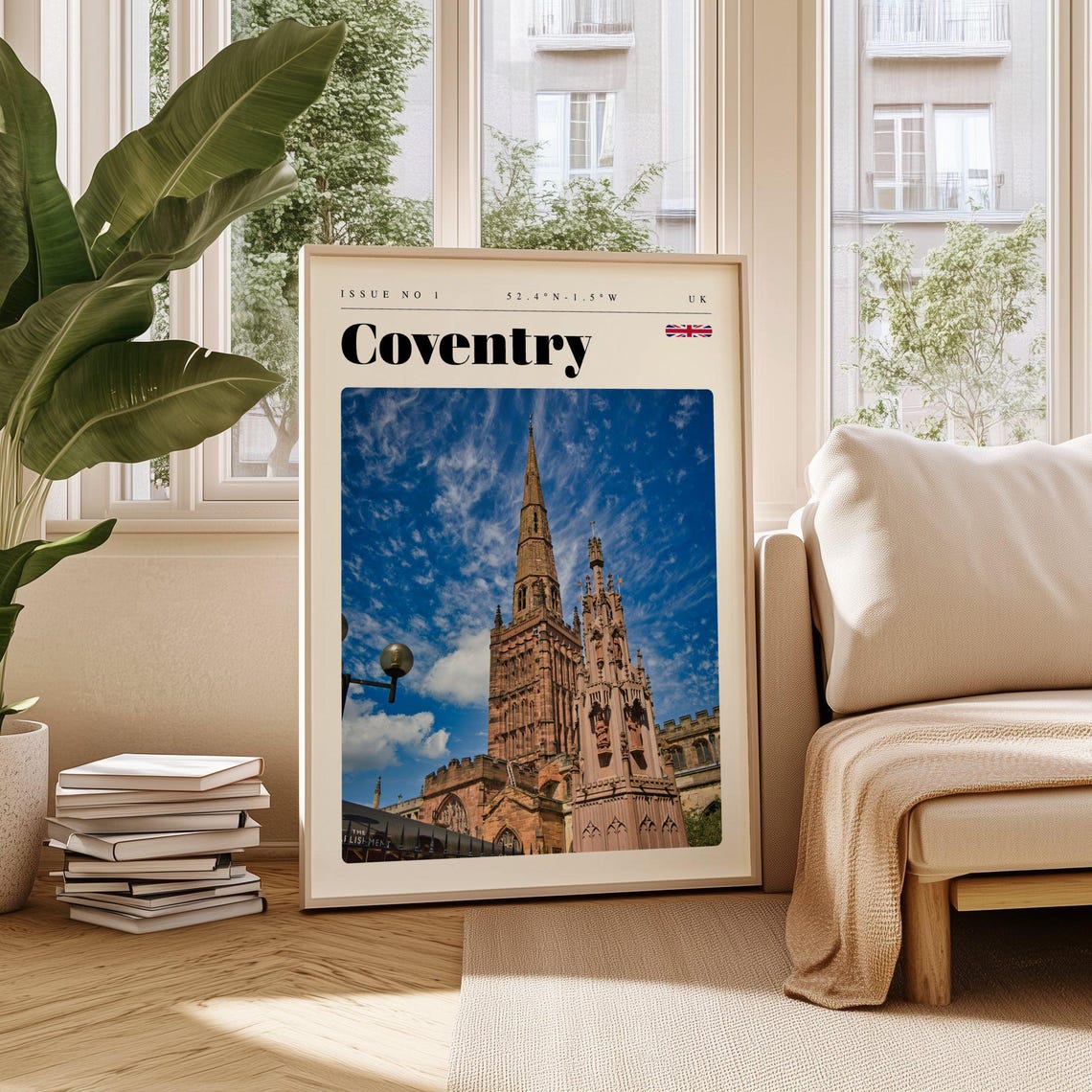 Coventry England Cathedral Spire Historic Architecture Travel Poster