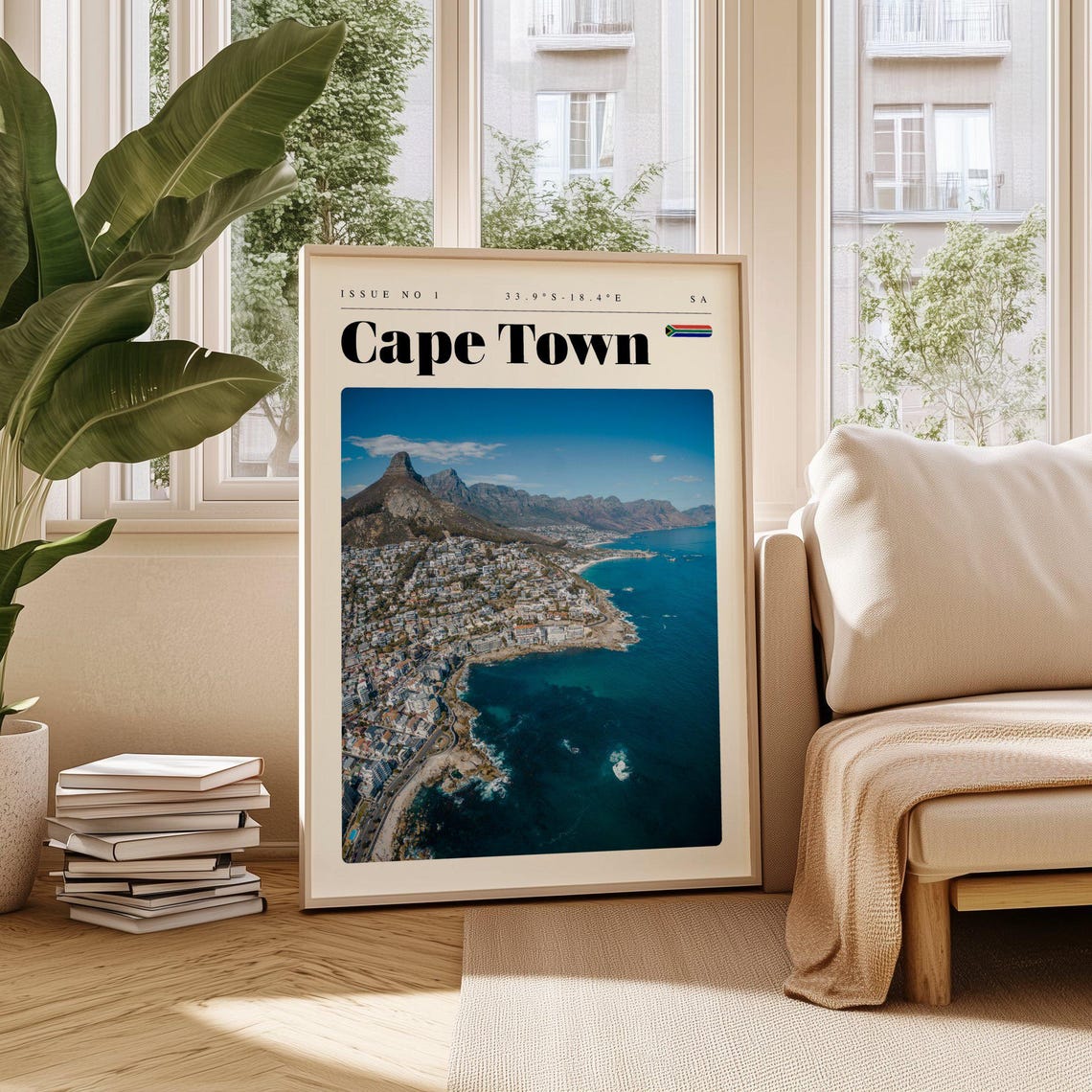 Cape Town South Africa Coastal Aerial Mountainside View Poster