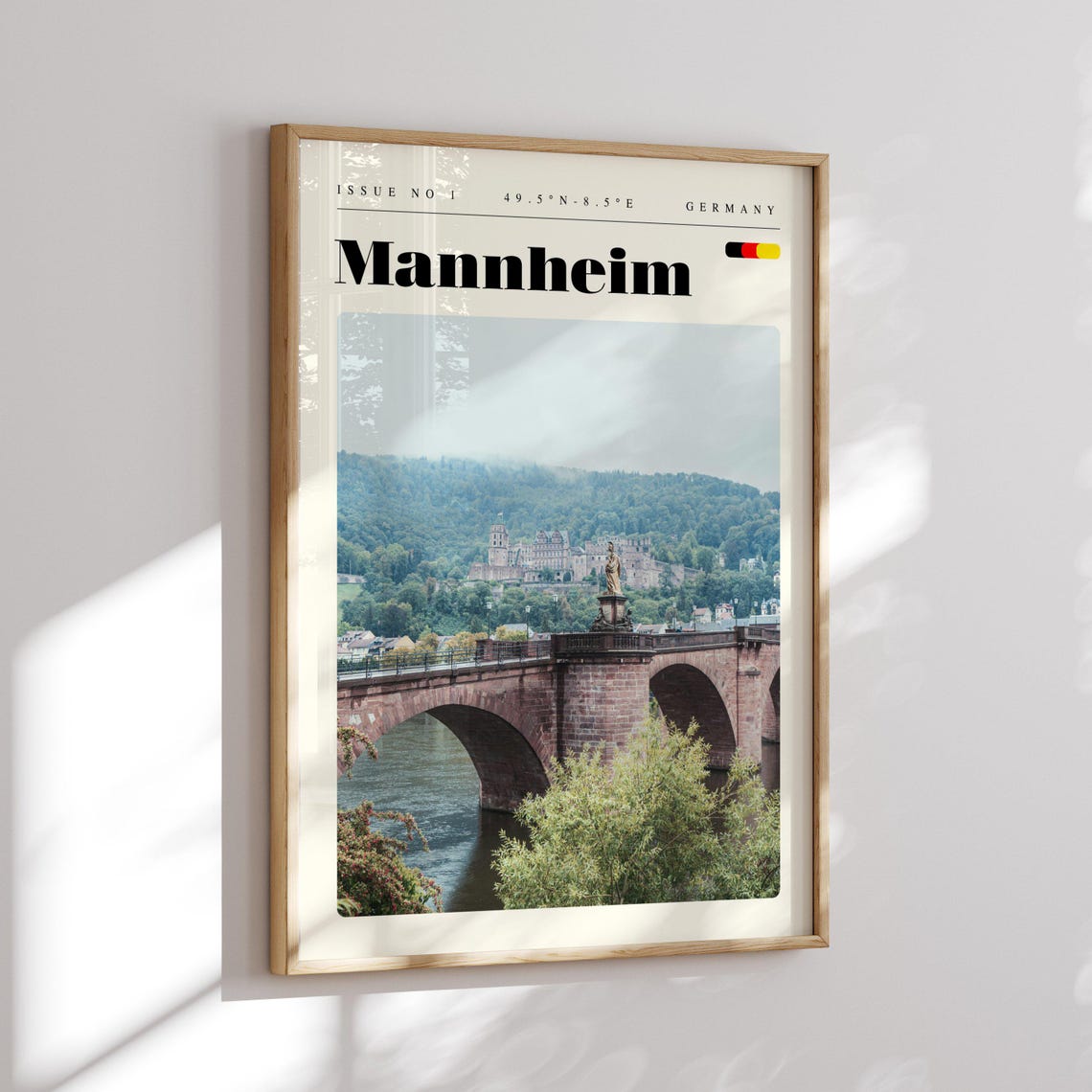 Mannheim Stone Bridge Old Town River View Germany Travel Poster - Image 2