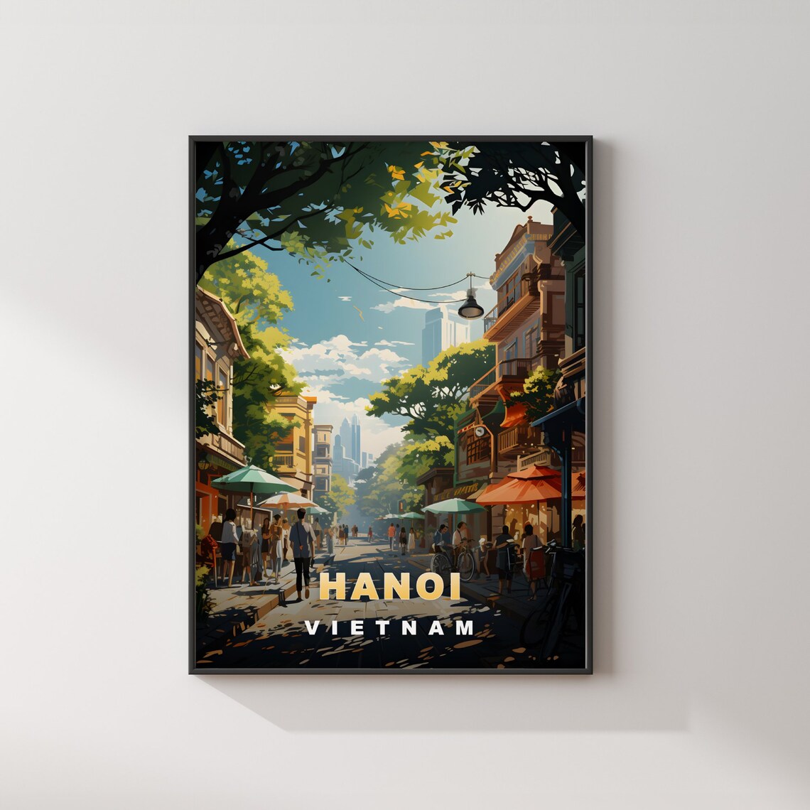 Hanoi Vietnam Old Quarter Street Market Daytime Travel Poster - Image 2