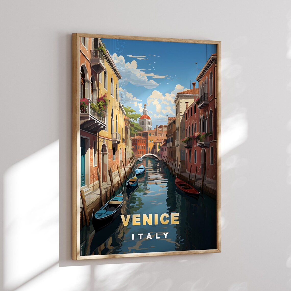 Venice Italy Scenic Grand Canal Gondolas Vintage Waterfront Poster - Image 2