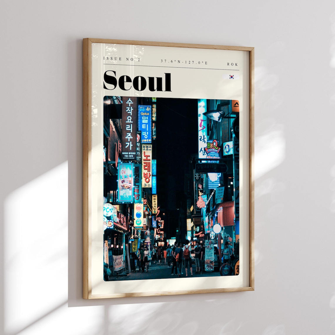 Seoul Neon Night Street Signs Modern Korean City Travel Poster - Image 2