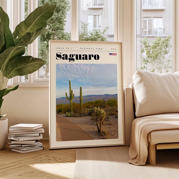 Saguaro National Park Desert Cacti Landscape Travel Poster Artwork