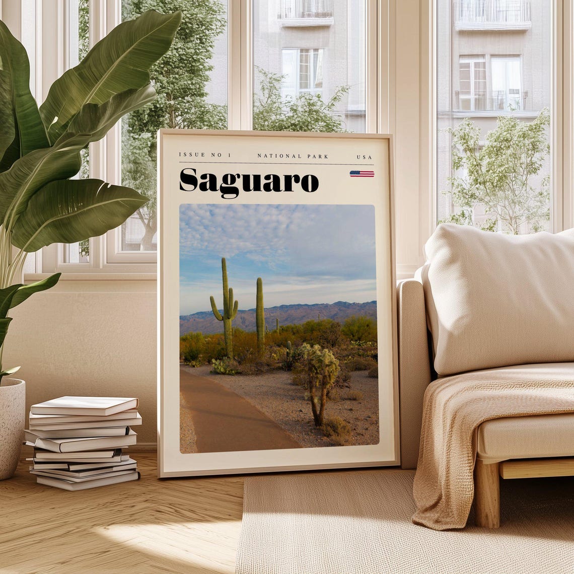 Saguaro National Park Desert Cacti Landscape Travel Poster Artwork
