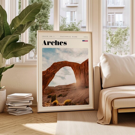 Arches National Park USA Red Rock Canyon Arch Sunset Travel Poster