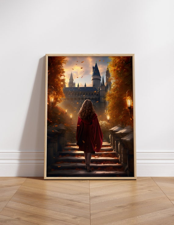 Brave House Girl Walking Wizard Poster Gallery Wall Print Art Potter Art Magical School
