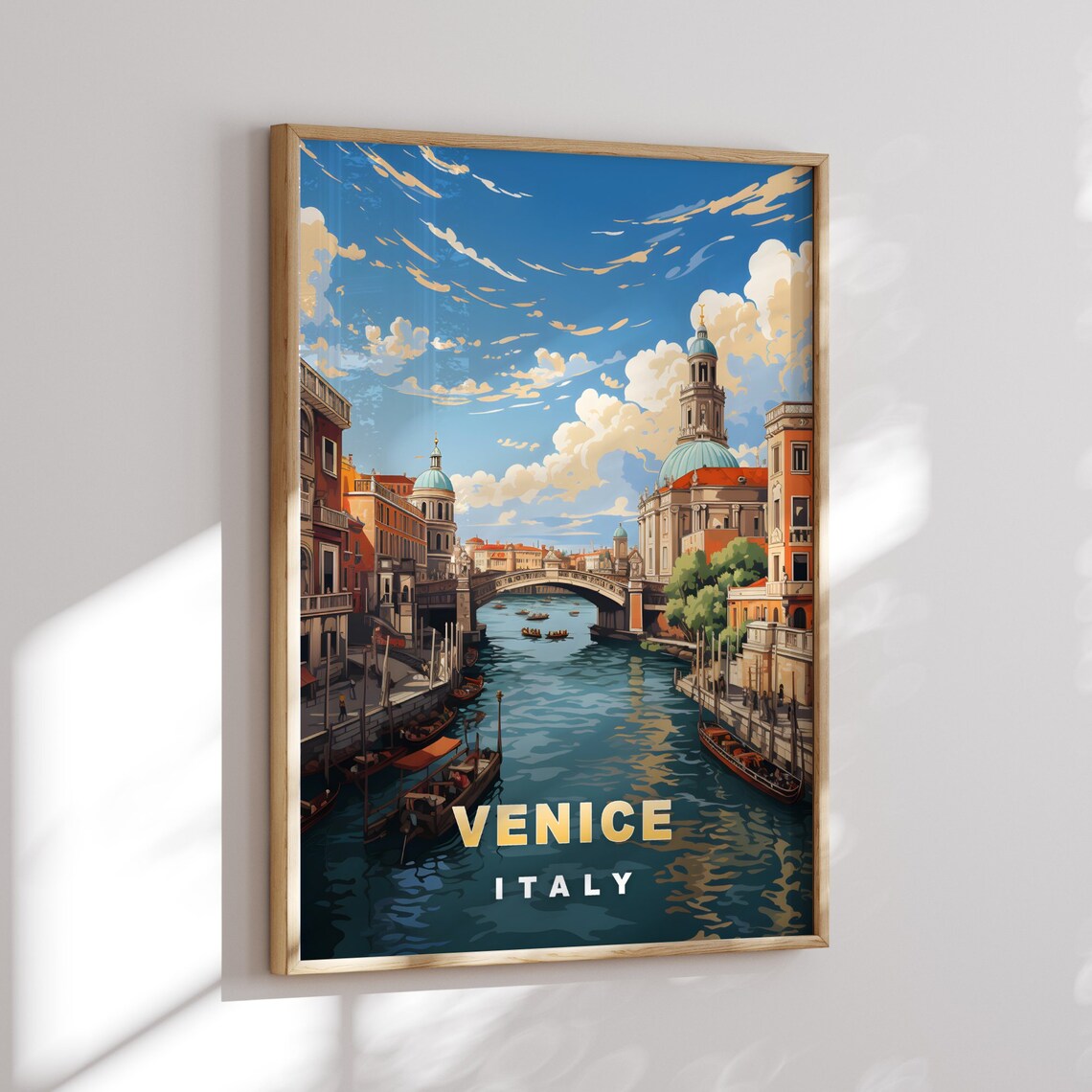 Venice Italy Arched Bridge Gondola Canal Vintage Travel Poster - Image 2