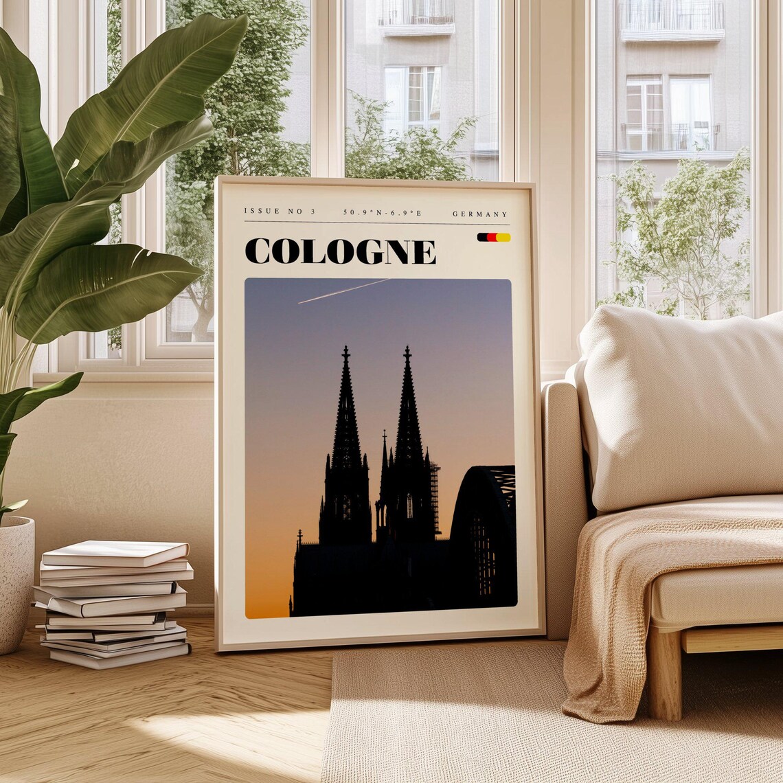 Cologne Germany Cathedral Spires Dusk Silhouette Travel Poster