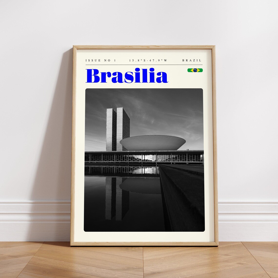 Brasilia Brazil Modernist Architecture Monochrome Travel Poster - Image 3