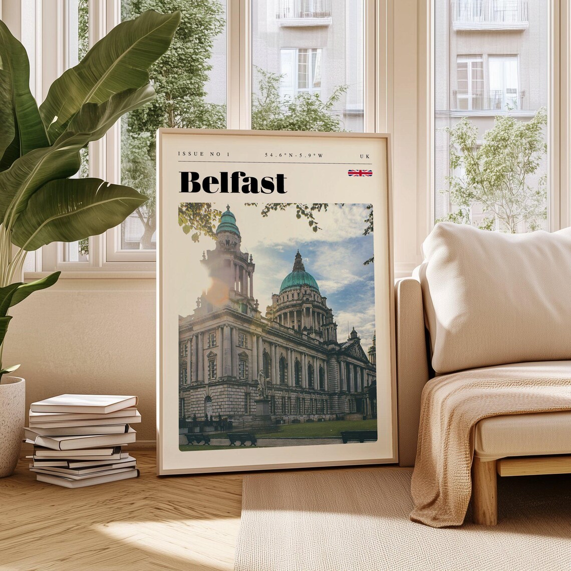 Belfast Northern Ireland City Hall Green Domes Travel Poster