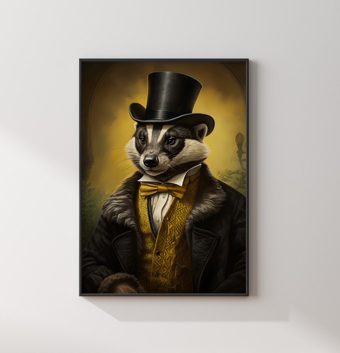 Dapper Badger Portrait Top Hat Hufflepuff Emblem Wizard Poster - Image 2