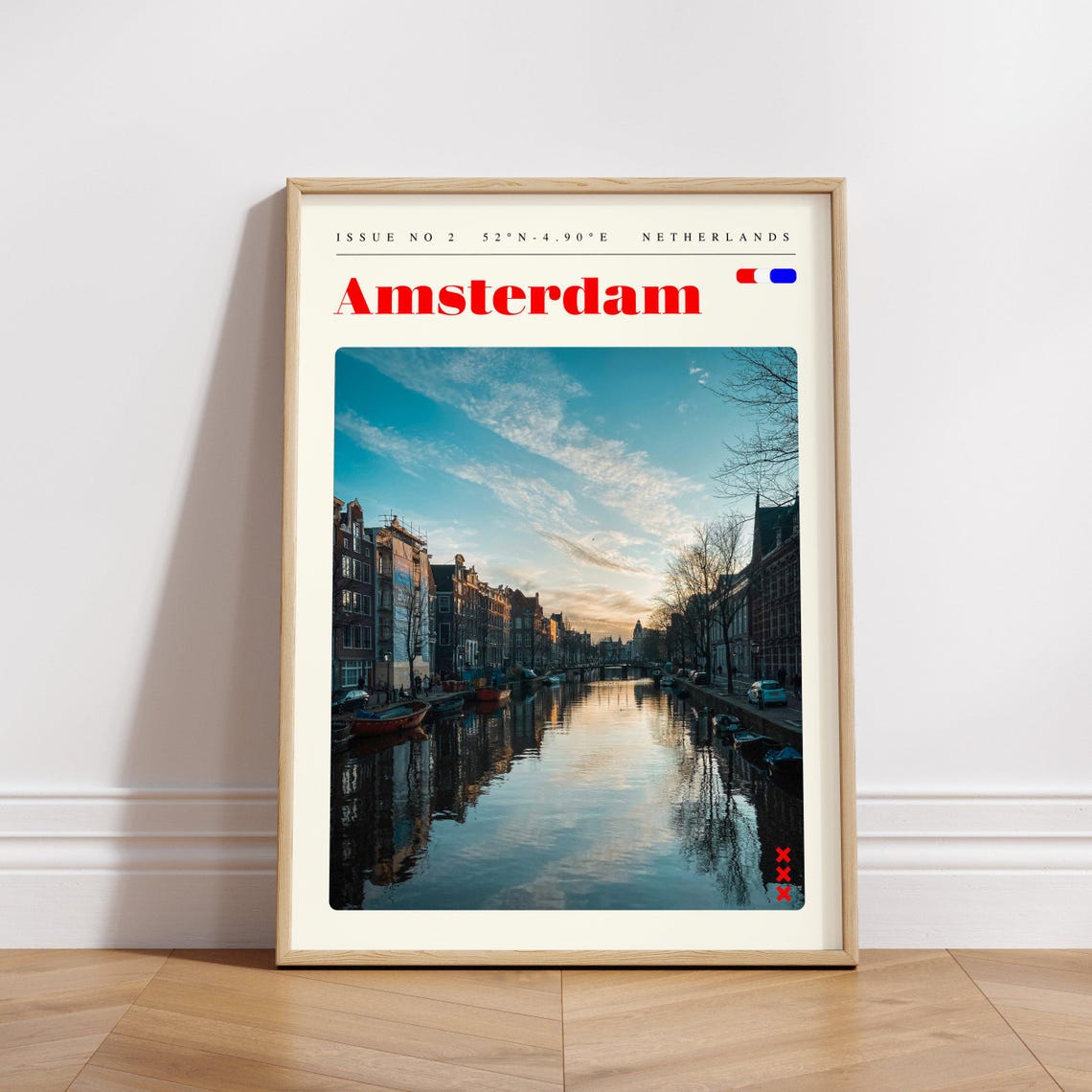 Amsterdam Sunset Canal Issue No 2 Netherlands Retro Travel Poster - Image 3