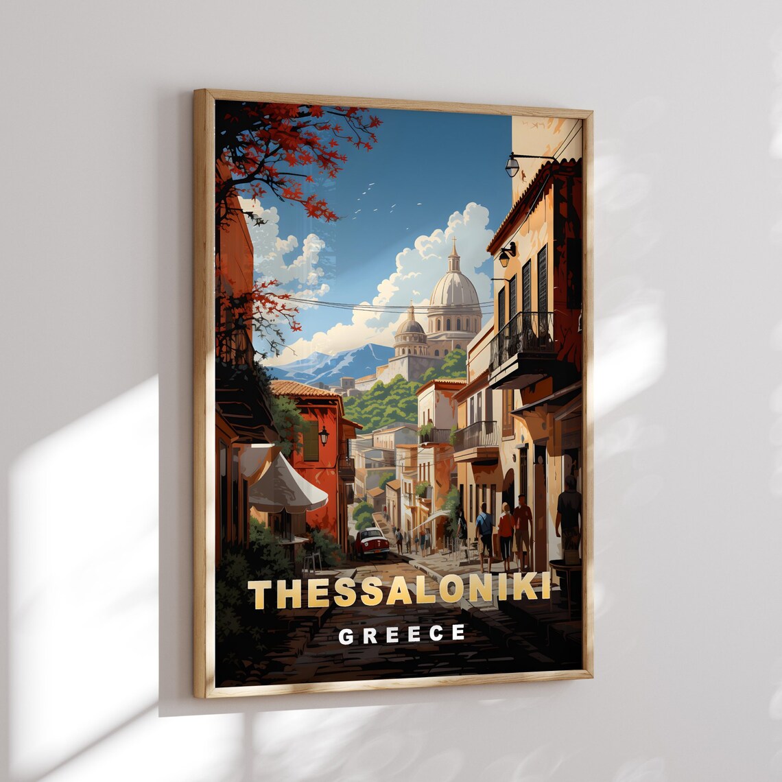 Thessaloniki Greece Old Street Domed Church Vintage Travel Poster - Image 2