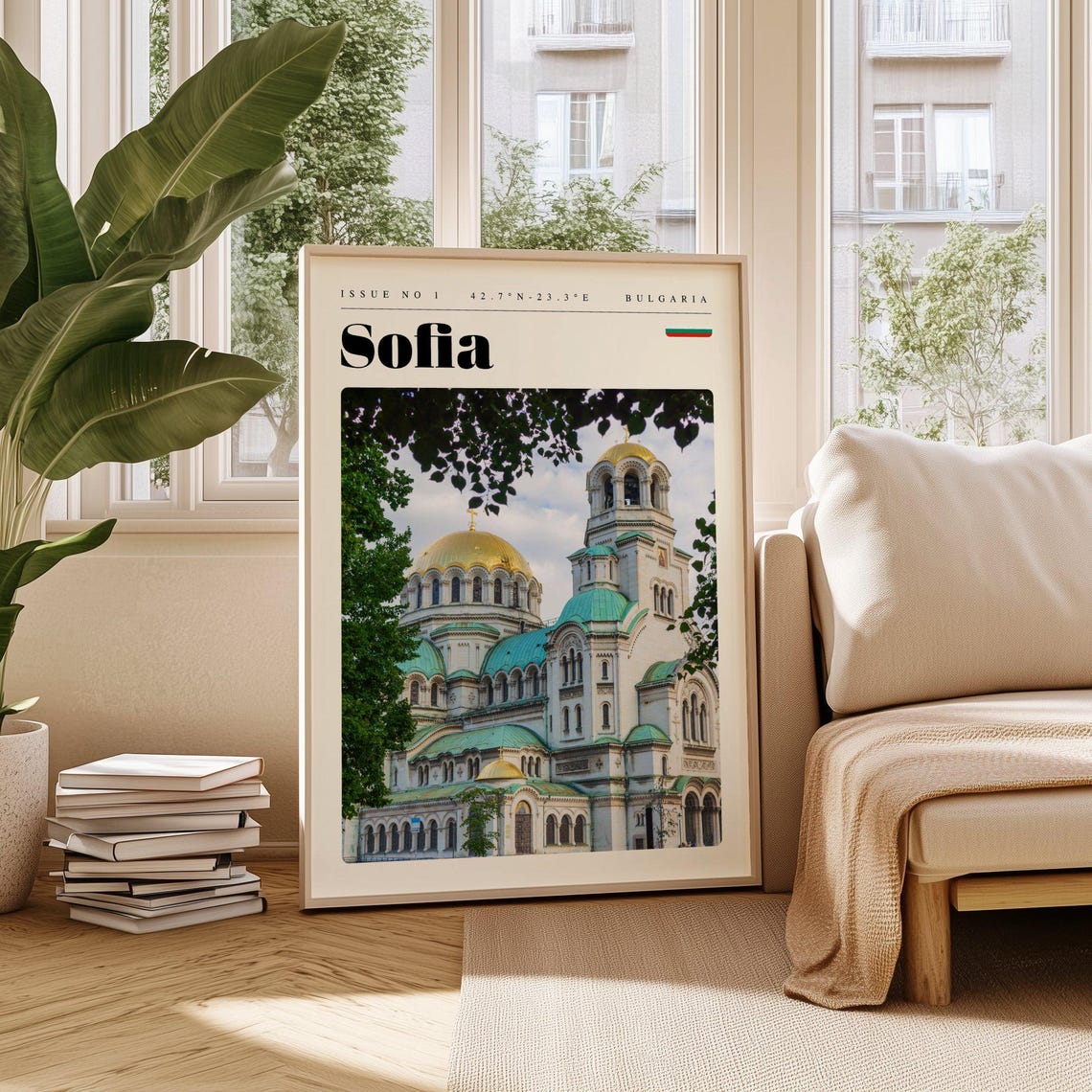 Sofia Bulgaria Vintage Travel Poster With Alexander Nevsky Domes