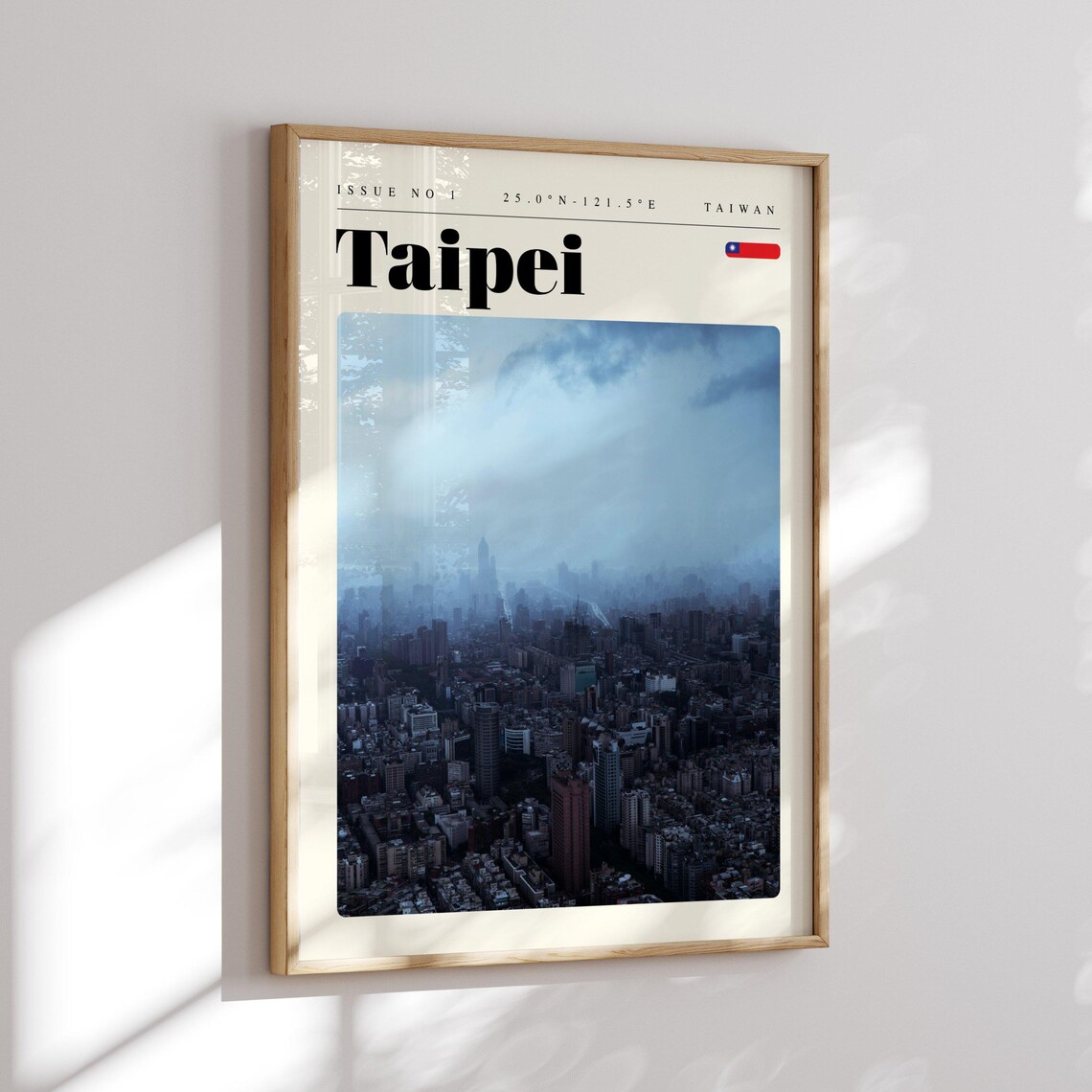 Taipei Taiwan Vintage Travel Poster Misty Cityscape Aerial Skyline - Image 2