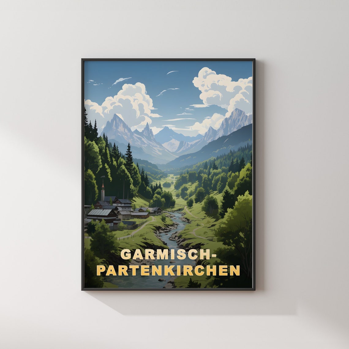 Garmisch Partenkirchen Germany Alpine Valley Retro Travel Poster - Image 2