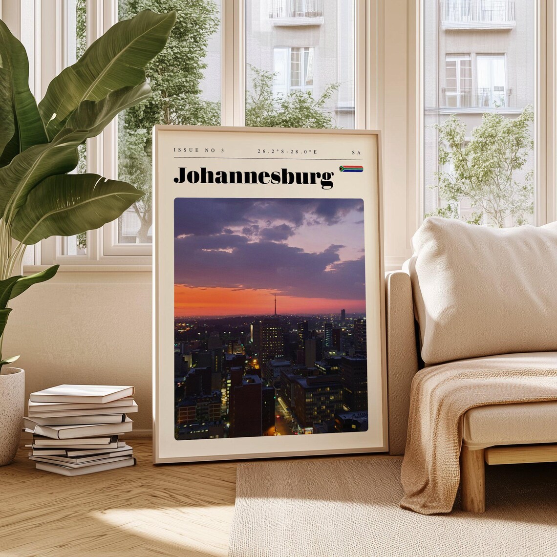 Johannesburg South Africa Sunset Skyline Photo Travel Poster