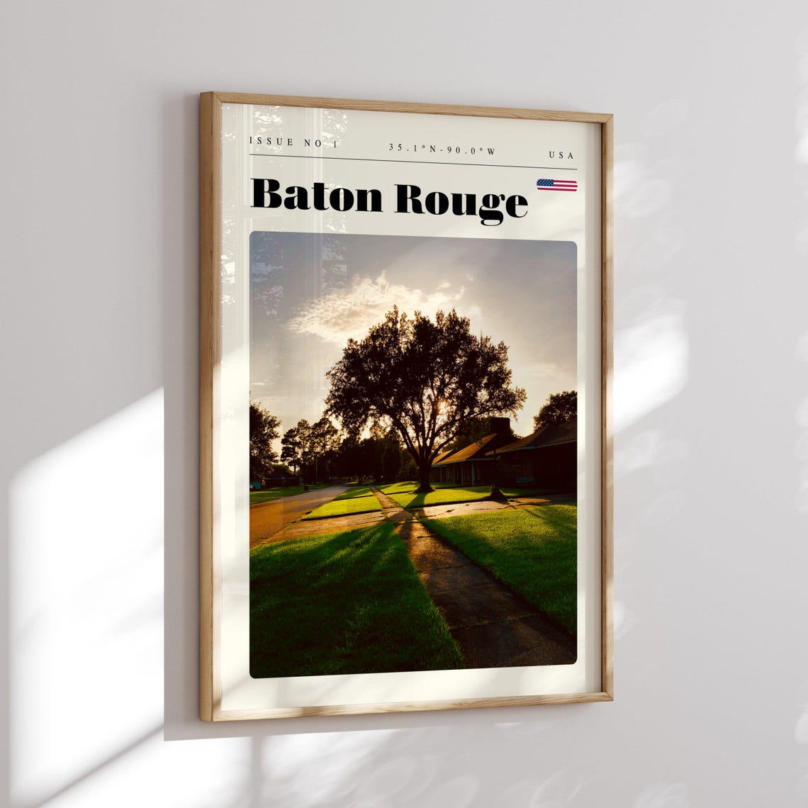Baton Rouge Sunset Live Oak Tree USA Issue 1 Retro Travel Poster - Image 2
