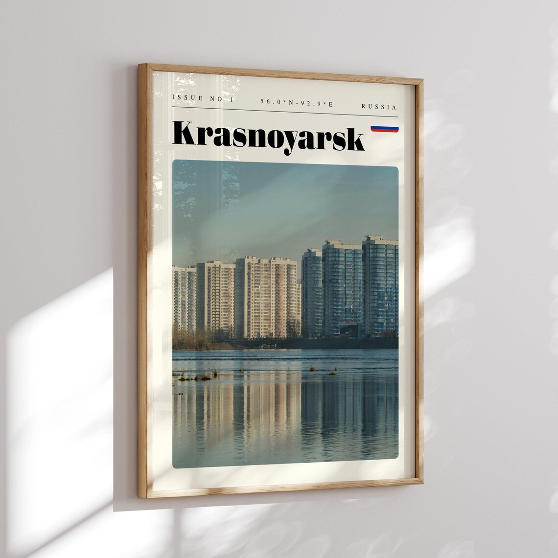 Krasnoyarsk Russia City Towers Reflected in the River Travel Poster - Image 2