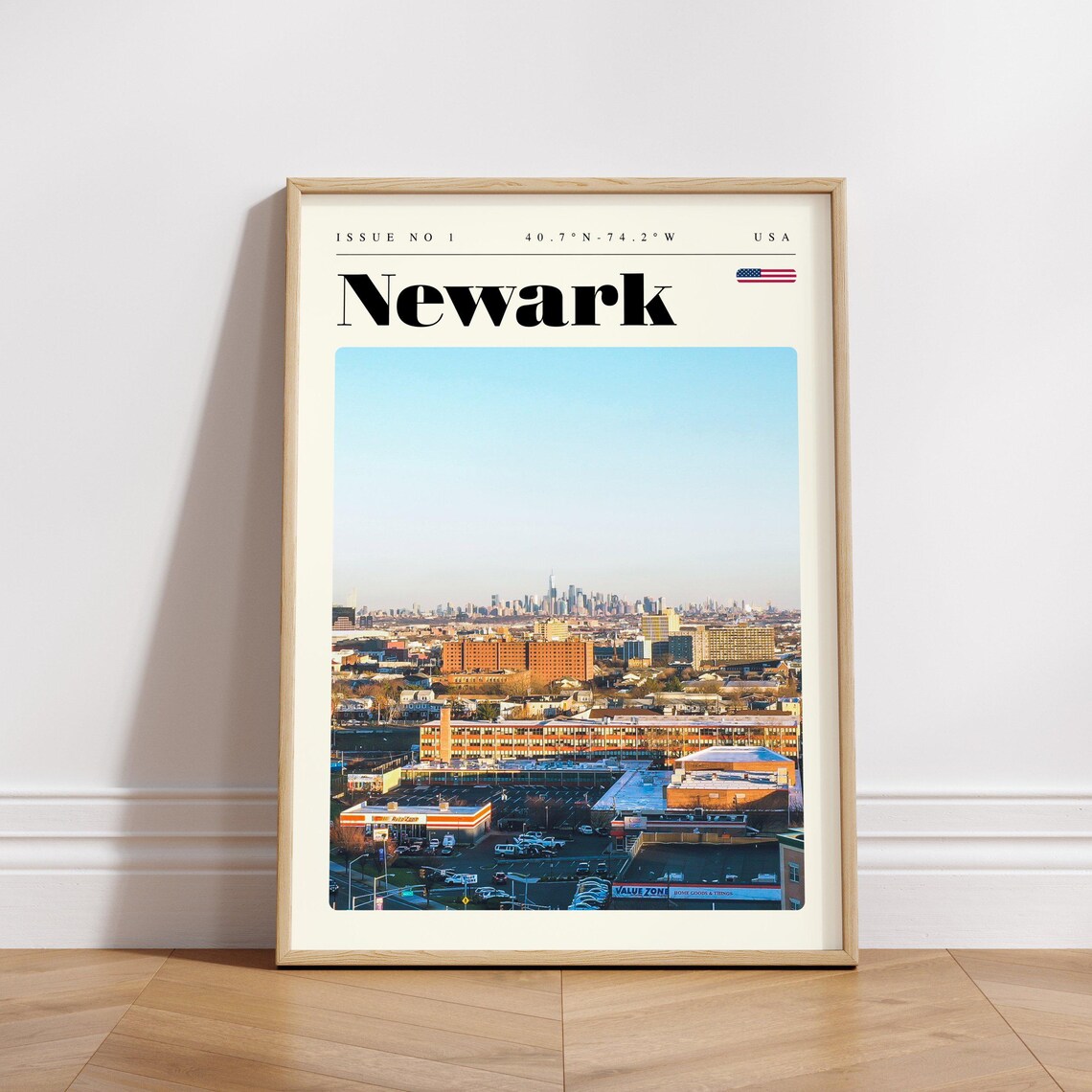 Newark City Skyline Panorama Downtown Aerial View Modern Travel Poster - Image 3