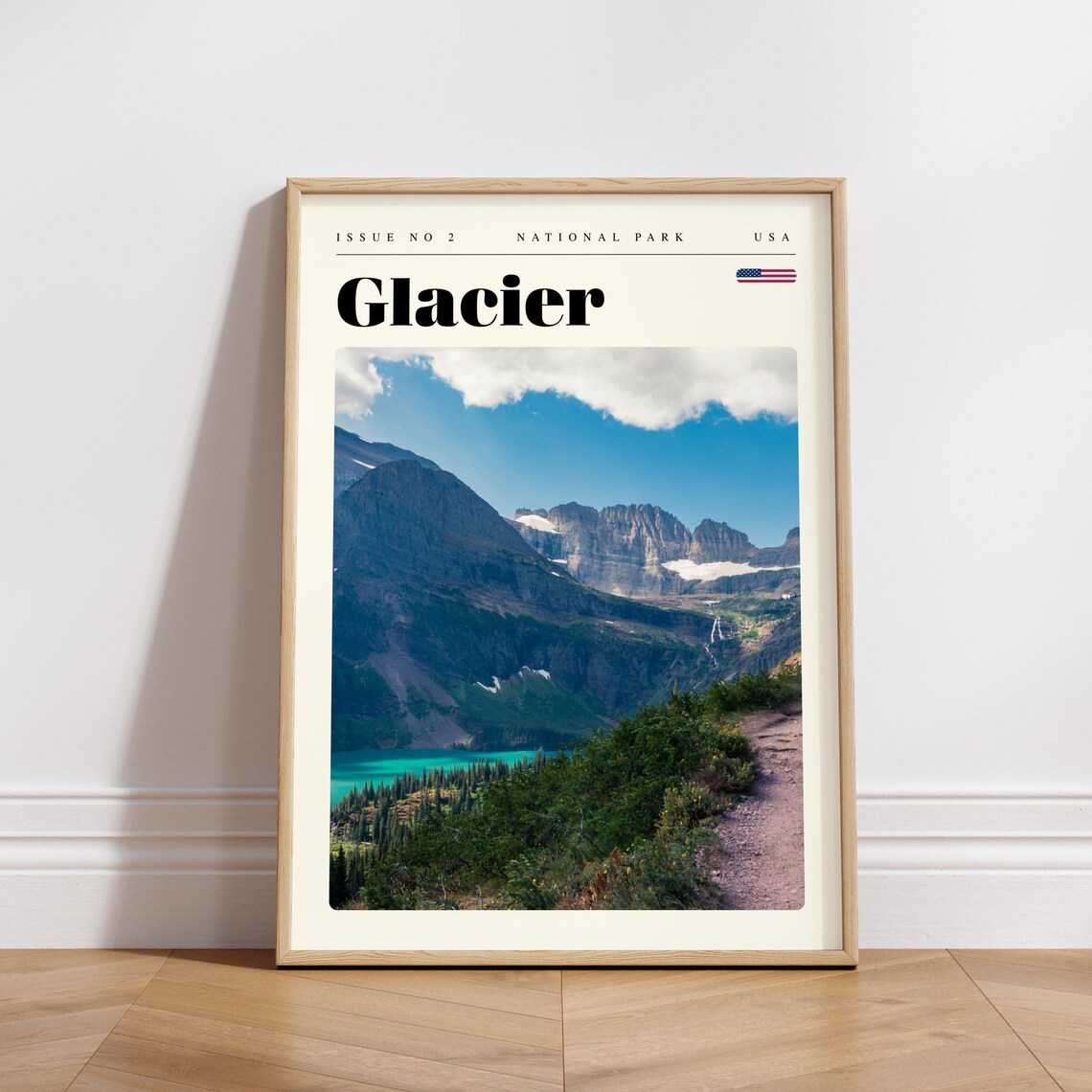 Glacier National Park Turquoise Lake Mountain Vista Travel Poster - Image 3