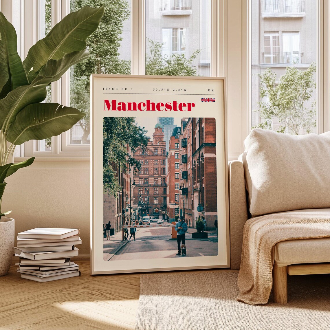 Manchester Historic Brick Street Scene Vintage Travel Poster