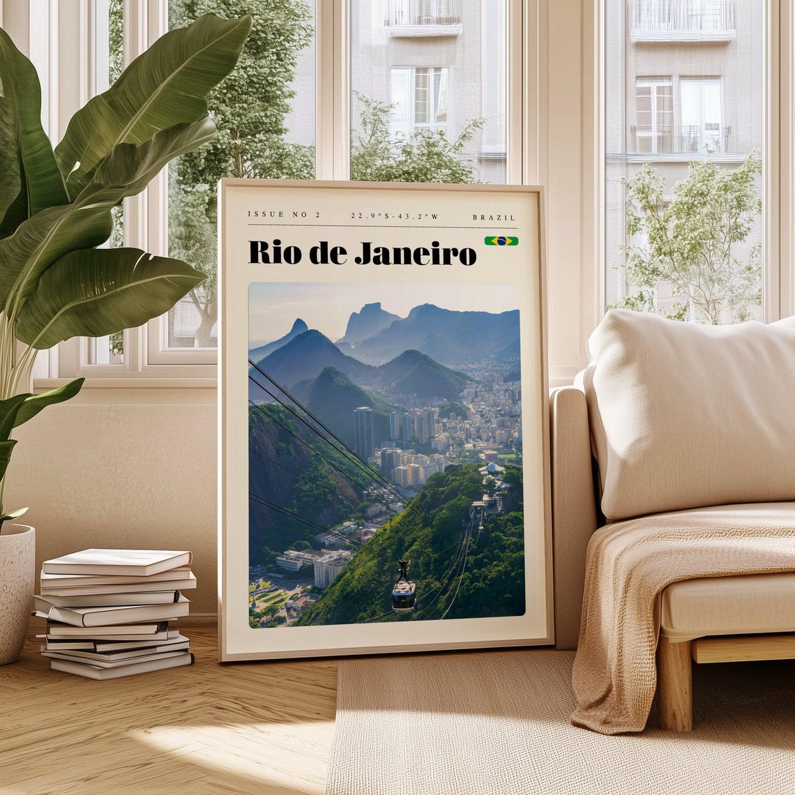 Rio de Janeiro Brazil Cable Car Ride Mountain City View Poster