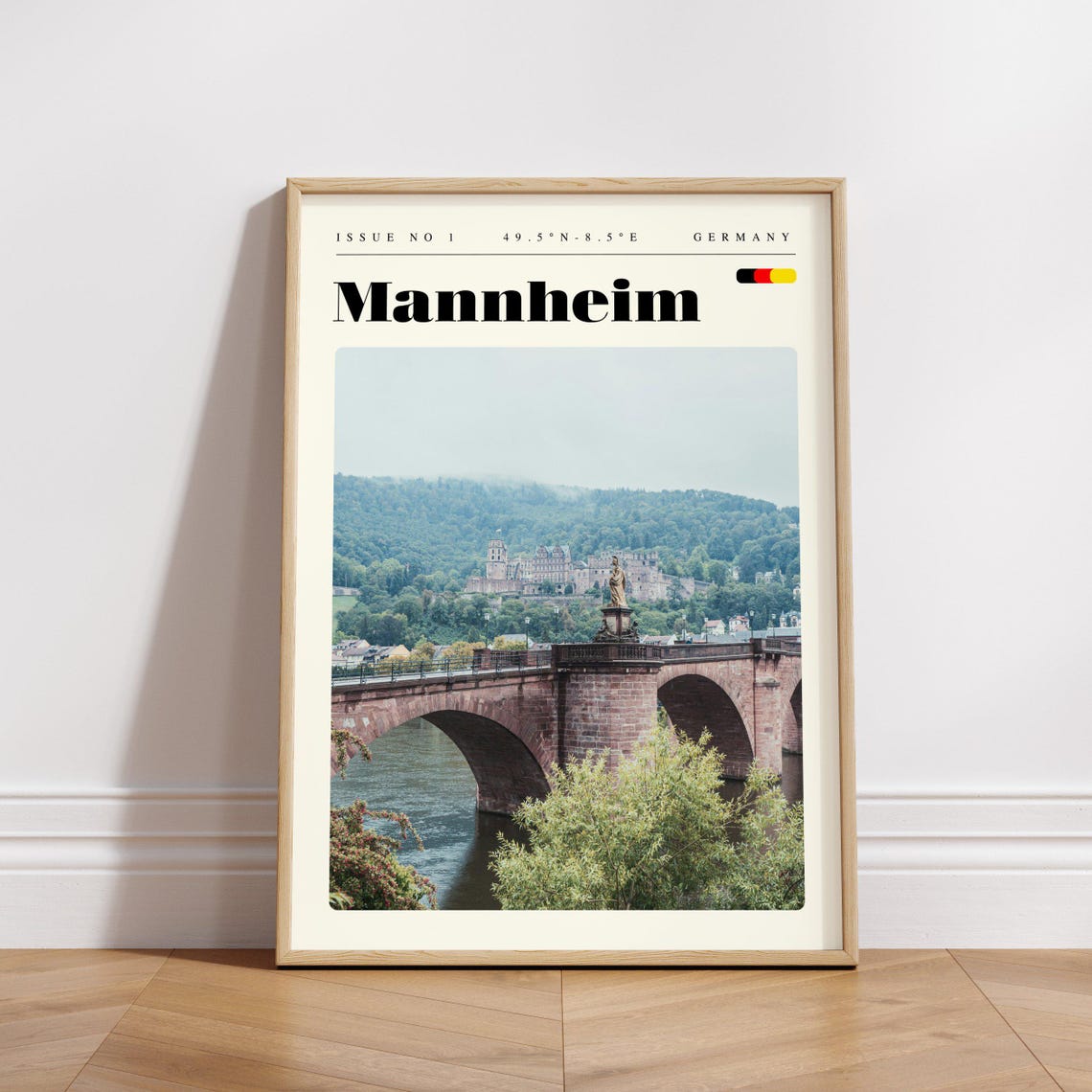 Mannheim Stone Bridge Old Town River View Germany Travel Poster - Image 3