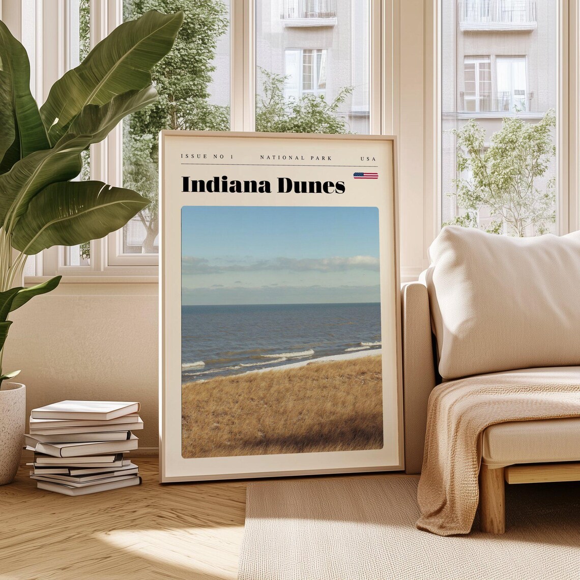 Indiana Dunes National Park Lake Michigan Shore Travel Poster